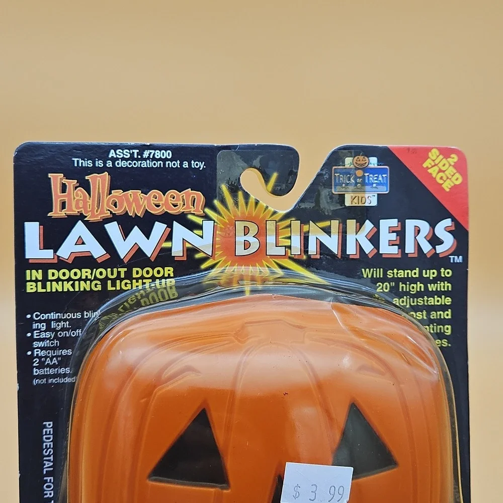 Vintage Halloween Decoration Lawn Blinkers‎ Pumpkin Path Lights 1997 NOS